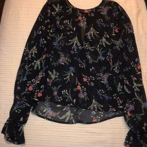 LUSH Sheer Floral Blouse, L